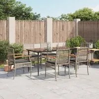 Set da Pranzo da Giardino 7 pz con Cuscini in Polyrattan Grigio 3213614