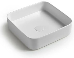 Lavabo da appoggio quadrato 40 in ceramica bianco lucido Epsilon