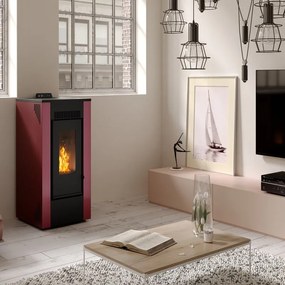 Stufa a pellet canalizzata Gioia 9.5 kW bordeaux