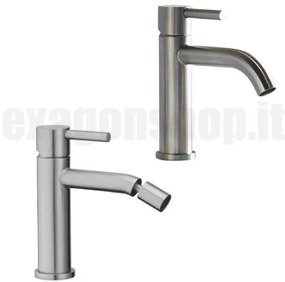 Paffoni Steel coppia Miscelatori Monocomando Lavabo E Bidet in acciaio inox