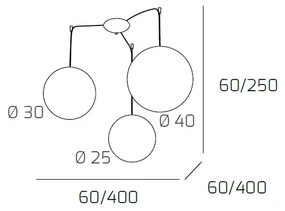 Sospensione Contemporanea Target Metallo Cromo Vetro Cromo Trasp 3 Luci Mix