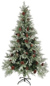 Albero di Natale con Pigne Verde e Bianco 195 cm in PVC e PE