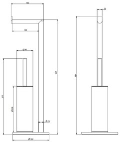 Piantana da terra con porta rotolo e porta scopino cromo emporio 38942 gessi