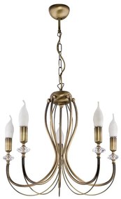 Jupiter 1611 - Lampadario su catena MELODY 5xE14/40W/230V patina ottone