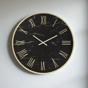 Orologio rotondo D60 cm in kerlite Nero con dettagli Oro BLAISE