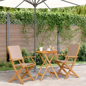 Set Da Bistrot 3pz Tortora İn Tessuto E Legno Massello /