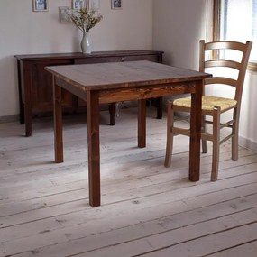 Tavolo 90x90 cm in legno massello abete noce per taverna osteria e ristorante