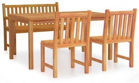 Set da pranzo per giardino 4 pz in legno massello di teak