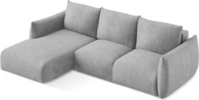 Divano angolare grigio chiaro allungabile (con penisola a sinistra/con chaise lounge) con rivestimento in ciniglia Leila – Makamii