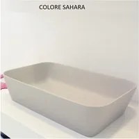 Lavabo da appoggio in solitex color rettangolare, colore sabbia