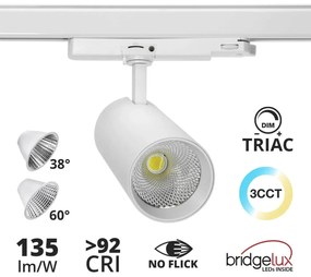 Faro LED 40W Trifase CCT Bianco Variabile Angolo 38/60° dimm. TRIAC Colore Bianco Variabile CCT