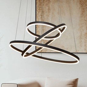 Lampada LED a sospensione Arcchio Albiona, nero, 3 anelli, Ø 80 cm Albiona Arcchio, dimmerabile, Nero, Cucina, Metallo, Moderno