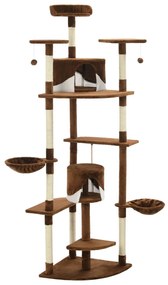 Albero per gatti e tiragraffi in sisal 203 cm marrone e bianco