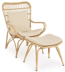 Poltrona lounge con poggiapiedi MAELA effetto rattan