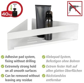 Mensola da bagno senza foratura/ad angolo bianco opaco in acciaio inox con aggancio Turbo-loc Genova – Wenko