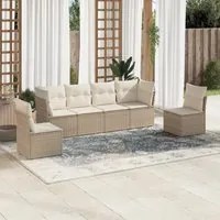 Set Divano da Giardino 6 pz con Cuscini Beige in Polyrattan 3217368