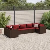 Set Divani da Giardino 7 pz con Cuscini in Polyrattan Marrone 3308261