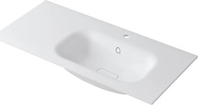 Lavabo a incasso rettangolare vasca a destra L 100.5 x H 15 x P 46 cm in resina bianco opaco