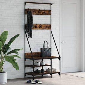 Appendiabiti Con Porta Scarpe Rovere Fumo 80x40x184 Cm /