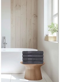 Set di 4 asciugamani in spugna di cotone antracite 50x100 cm - Good Morning