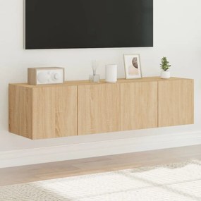 Mobili tv a parete con luci led 2pz rovere sonoma 60x35x31 cm