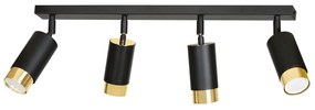 Lampada da Soffitto in Acciaio HIRO 4 Nero Cromo/Oro 4xGU10