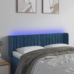 Testiera A Led Blu Scuro 147x16x78/88 Cm İn Velluto /