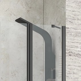 Porta doccia 150 cm colore nero doppio battente e ante fisse | KPX7000N - KAMALU