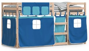 Letto A Castello Senza Materasso Blu 90x190cm Massello Pino /