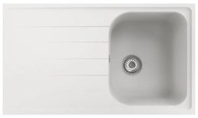 Lavello sopratop 1 vasca con gocciolatoio laterale destro o sinistro DELINIA Elba quarzo L 50 x L 86 cm bianco