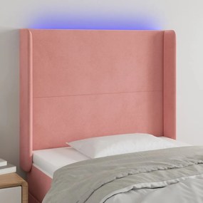 Testiera A Led Rosa 83x16x118/128 Cm İn Velluto /