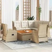 Set Divani da Giardino 6 pz con Cuscini in Polyrattan Beige 3262614