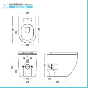 WC filomuro Rimless in ceramica marmorizzata bianca con sedile Tokyo