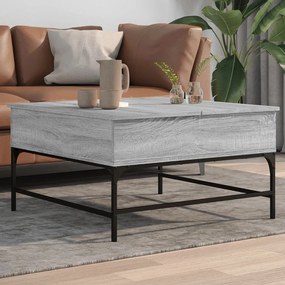 Tavolino Salotto Grigio Sonoma 80x80x45 Cm Multistrato Metallo /