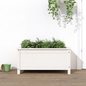Fioriera Da Giardino Bianca 82,5x40x39cm Legno Massello Di Pino /