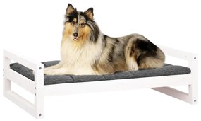 Cuccia per cani bianca 95,5x65,5x28cm in legno massello di pino