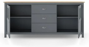 Cassettiera verde polveroso in pino massiccio 180x80x40 cm Misti – Marckeric