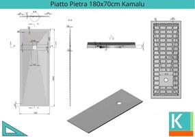 Piatto doccia 180x70 in pietra ardesia nero - KAMALU