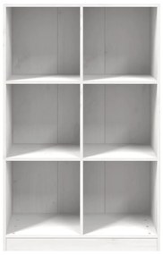 Libreria bianca 70x33x110 cm in legno massello di pino