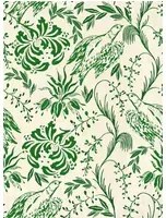 Mindthegap Tapete Folk Embroidery - Fern Green/  Off White