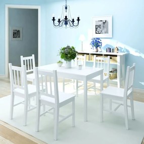 Set Da Pranzo 7 Pz İn Legno Di Pino Bianco /