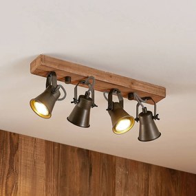 Lindby fatto da soffitto Grandesa, 35 cm, a 4 luci, legno, metallo