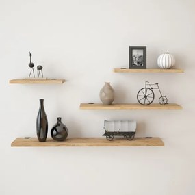 Set 4 Mensole A Parete Effetto Legno Rovere Spessore 18 mm Flying
