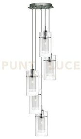 Duo i 5lt multi-drop pendant - metallo argentato satinato e vetro