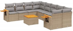 Set divano da giardino 9 pz con cuscini beige in polyrattan