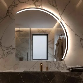Specchio bagno semicircolare Q223 con illuminazione moderno Artforma