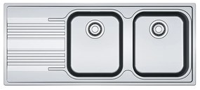 Lavello integrato 2 vasche con gocciolatoio a sinistra FRANKE Smart inox L 50 x L 116 cm argento