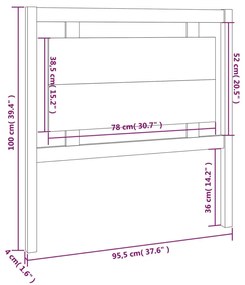 Testiera per Letto Marrone Miele 95,5x4x100 cm in Pino Massello