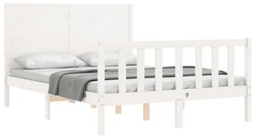 Giroletto con testiera bianco 140x190 cm in legno massello