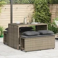 Set da Pranzo da Giardino 3 pz con Cuscini in Polyrattan Grigio 4003904